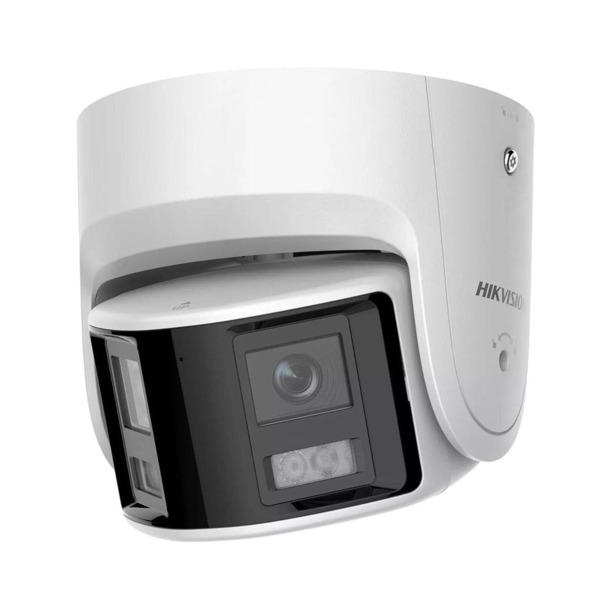 Cámara IP Turret Panorámica Dual 2.8mm 4MP Acusense IR30 IP67 Audio DarkFighter WDR120 Luz estroboscópica activa y alarma Hikvis