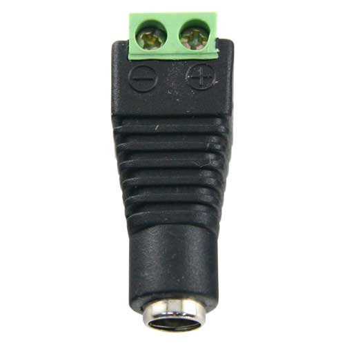 Conector DC hembra estándar con salida +/- de 2 terminales para alimentación